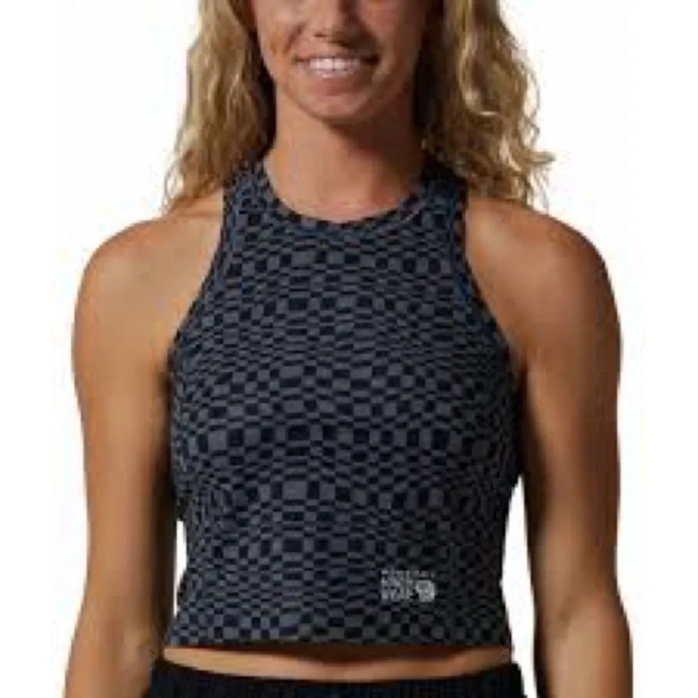 Mountain Hardwear. Mountain Stretch Tanklette. Black/Gray Checked. Size Large.
